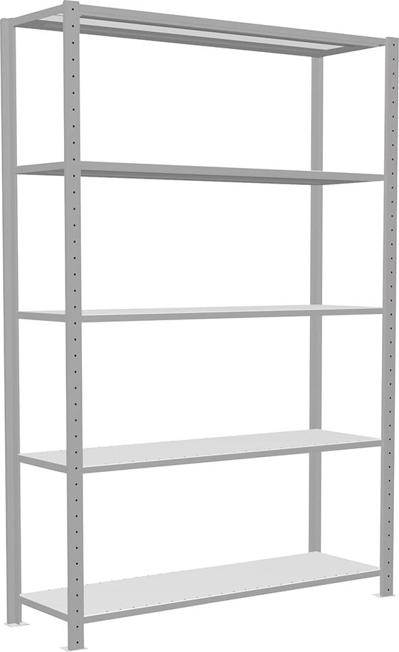 Steckregal B1300xT400xH2000 mm Grundfeld 5 Böden RAL 7035 Fachlast 250kg Produktbild img1 L