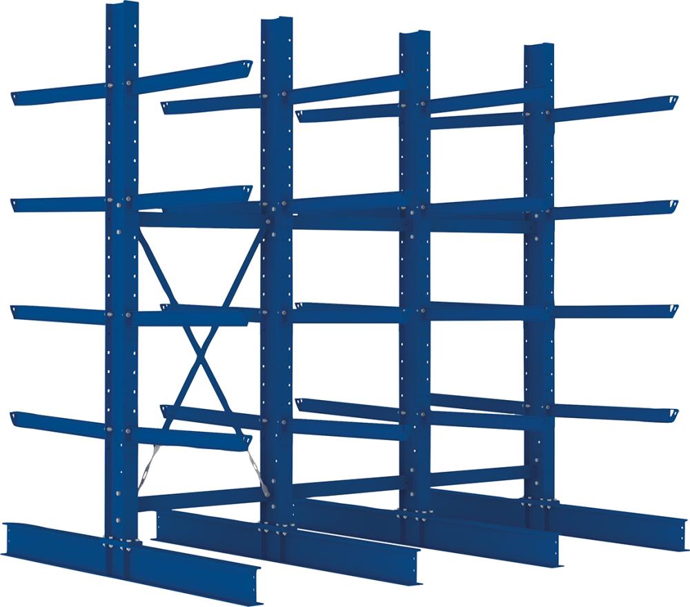 Kragarmregal Heavy B3090xT2x1000xH3000 mm doppelseitig RAL 5010 5 Ebenen Traglast 2020kg Produktbild img1 L