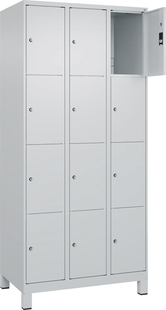 Fächerschrank mit Füßen B900xT500xH1950 Korpus RAL 7035 LichtgrauTüren RAL 7035 Lichtgrau Produktbild img1 L