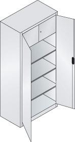Flügeltürenschrank B930xT500xH1950 mm RAL 7035, 3 Fachböden mit Schließfach CP Produktbild img1 L