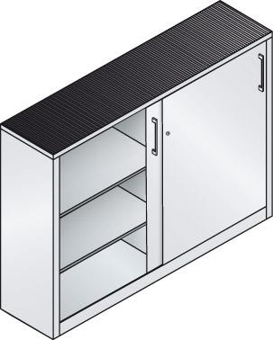 Schiebetürenschrank B1600xT400xH1000 mm RAL 7035, 4 Fachböden mit Mitteltrennwand CP Produktbild img1 L