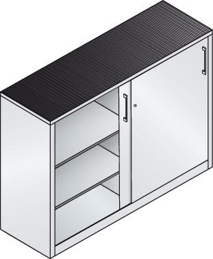Schiebetürenschrank B1600xT500xH1000 mm RAL 7035, 4 Fachböden mit Mitteltrennwand CP Produktbild img1 L