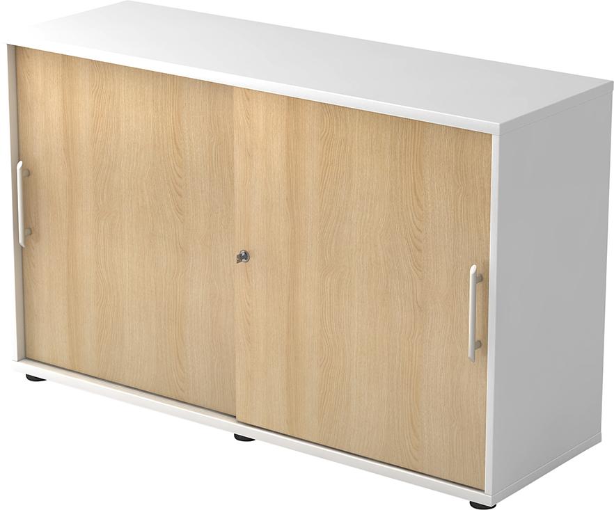 Schiebetürenschrank 1200x400x748 Weiß/Eiche Produktbild img1 L