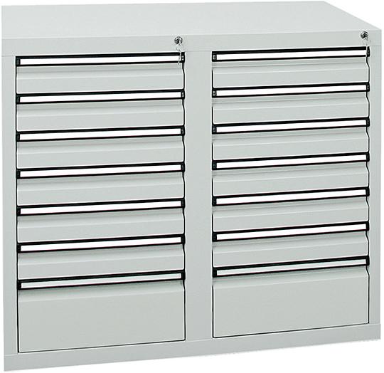 Schubladenschrank 14 SLR 900x1000x500 mm grau stumpf Produktbild img1 L