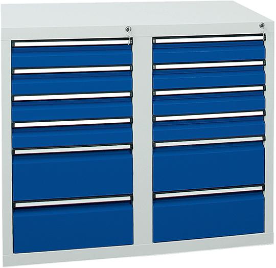 Schubladenschrank 12 SLR 900x1000x500 mm 7035/5010 Produktbild img1 L