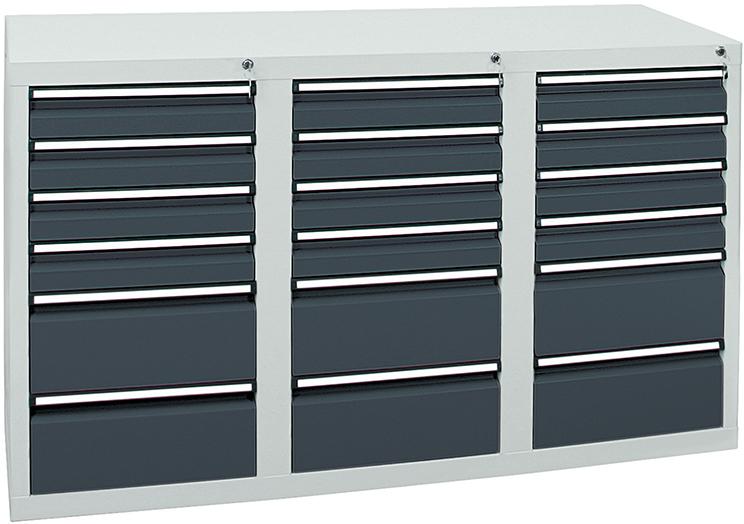 Schubladenschrank STS 410 RAL 7035/7016 12x100 6x200 mm Produktbild img1 L