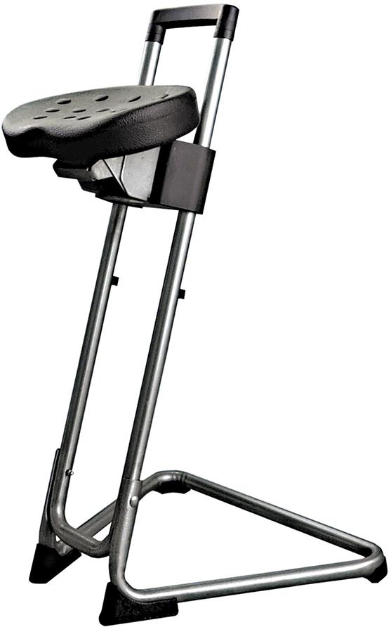 ESD Stehhilfe Edelstahl PU-Sitz schw. bis 110 kg Sitzhöhenverstellung von 600-850 Produktbild img1 L