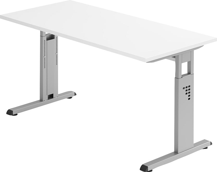 Schreibtisch C-Fuß B 140 x T 67 cm Weiß/silber man. Stufenlos verstellb. Produktbild img1 L