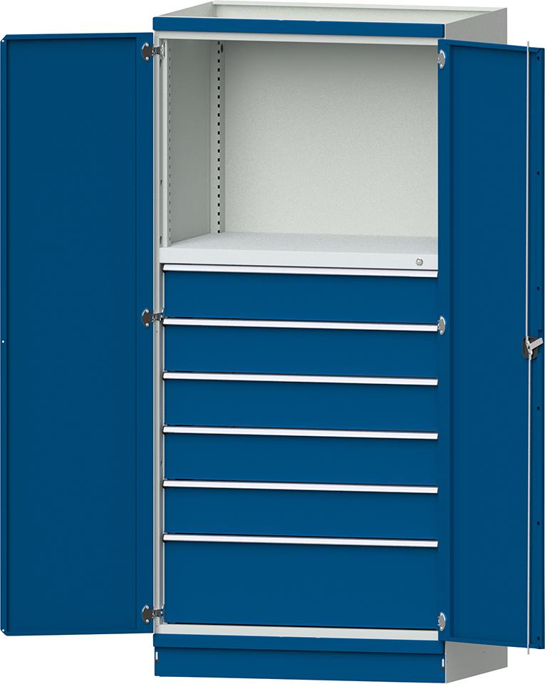 Modulschrank Modell 4003 B1015xT720xH2200mm RAL 7035/5012 6 Schubladen Produktbild img1 L