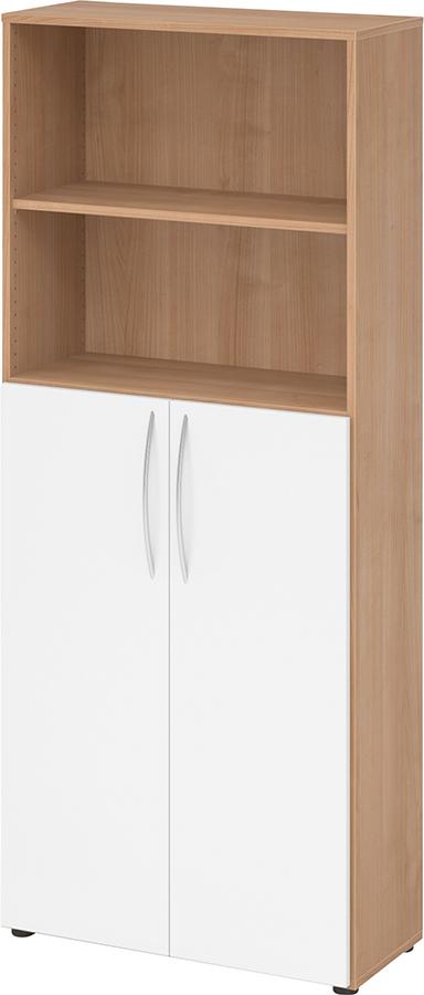 Regal 5OH, 3OH K: Nussbaum / F: Weiß 80x34,6x188 cm (BxTxH) Türen unten BM 4770 Produktbild img1 L