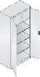 Flügeltürenschrank B930xT500xH1950 mm RAL 7035, 3 Fachböden mit Schließfach CP Produktbild img1 S