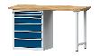 Kombiwerkbank (Serie V) mit Schubladenunterschrank stehend, mit 6 Schubladen (2x60, 1x120, 2x150, 1x180 mm), lichtgrau/enzianblau Produktbild img1 S