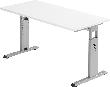 Schreibtisch C-Fuß B 140 x T 67 cm Weiß/silber man. Stufenlos verstellb. Produktbild img1 S