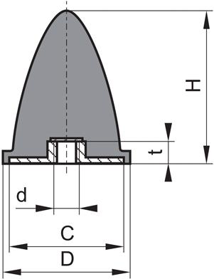 Gummi-Metall-Anschlag-Puffer, parabelförmig Produktbild img2 L