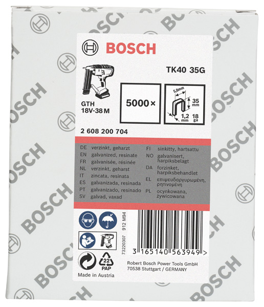 Schmalrückenklammer TK40 35G, 5,8 mm, 1,2 mm, 35 mm, verzinkt, 5000er-Pack Produktbild img1 L
