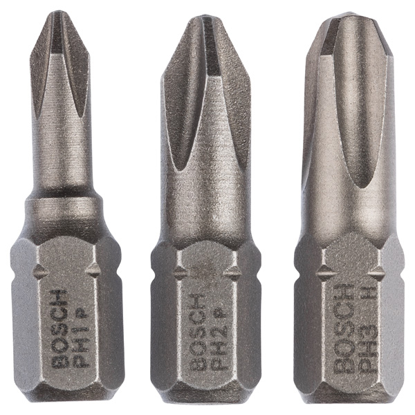 Schrauberbit-Set, Extra Hard, 3-tlg., PH1, PH2, PH3, 25 mm Produktbild img1 L