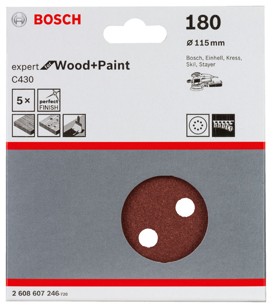 Schleifblatt C430, 115 mm, 180, 8 Löcher, Klett, 5er-Pack Produktbild img2 L