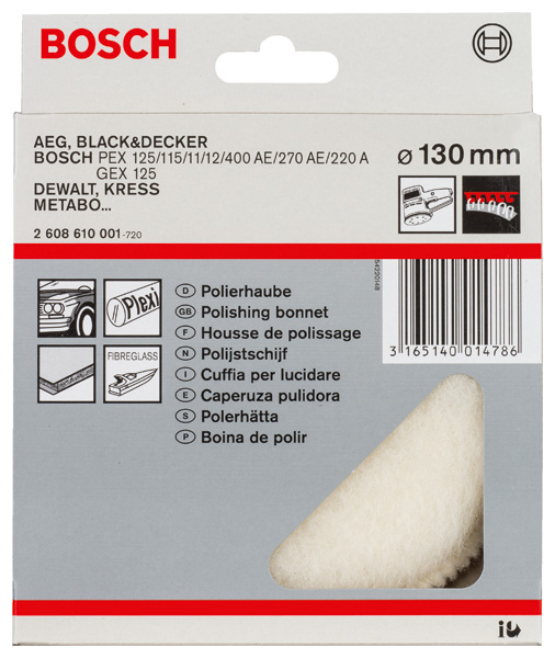 Lammwollhaube für Exzenterschleifer, 130 mm, Klett, 1er-Pack Produktbild img2 L