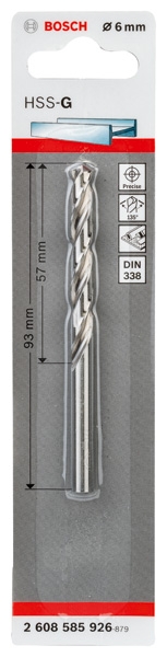 Metallbohrer HSS-G, DIN 338, 6 x 57 x 93 mm, 1er-Pack Produktbild img2 L