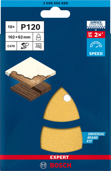 EXPERT C470 Schleifpapier mit 11 Löchern, 102 x 62&nbsp;mm, 93&nbsp;mm, K 120, 10er-Pack Produktbild img2 L