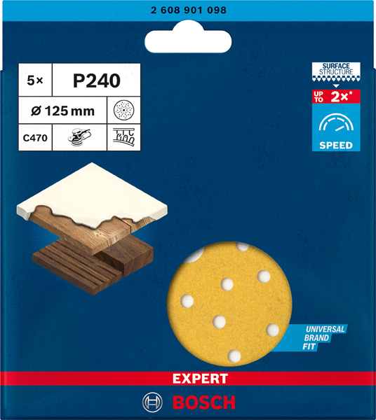 EXPERT C470 Schleifpapier Mehrloch für Exzenterschleifer, 125&nbsp;mm, K 240, 5-tlg. Produktbild img2 L