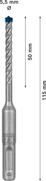 EXPERT SDS plus-7X Hammerbohrer, 5,5 x 50 x 115 mm Produktbild img3 L