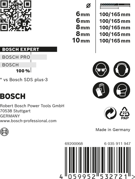 EXPERT SDS plus-7X Hammerbohrer-Set, 6/6/8/8/10 mm, 5-tlg Produktbild img2 L