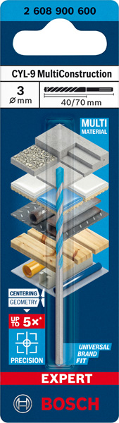 EXPERT CYL-9 MultiConstruction Bohrer, 3 x 40 x 70 mm Produktbild img3 L