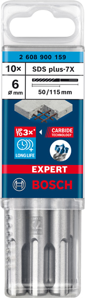 EXPERT SDS plus-7X Hammerbohrer, 6 x 50 x 115&nbsp;mm, 10er-Pack Produktbild img2 L