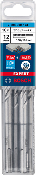 EXPERT SDS plus-7X Hammerbohrer, 12 x 100 x 165 mm, 10er-Pack Produktbild img2 L