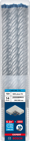EXPERT SDS plus-7X Hammerbohrer, 14 x 200 x 265 mm, 10er-Pack Produktbild img2 L