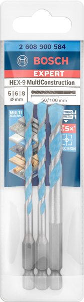 EXPERT HEX-9 MultiConstruction Bohrer-Set, 5/6/8 mm, 3-tlg. Produktbild img3 L