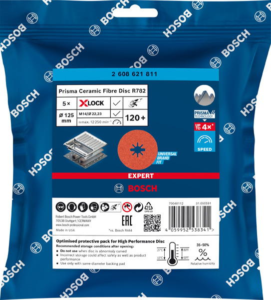 EXPERT R782 Prisma Ceramic Fiberscheibe, X-LOCK, 125&nbsp;mm, 22,23&nbsp;mm, K 120, 5-tlg. Produktbild img2 L