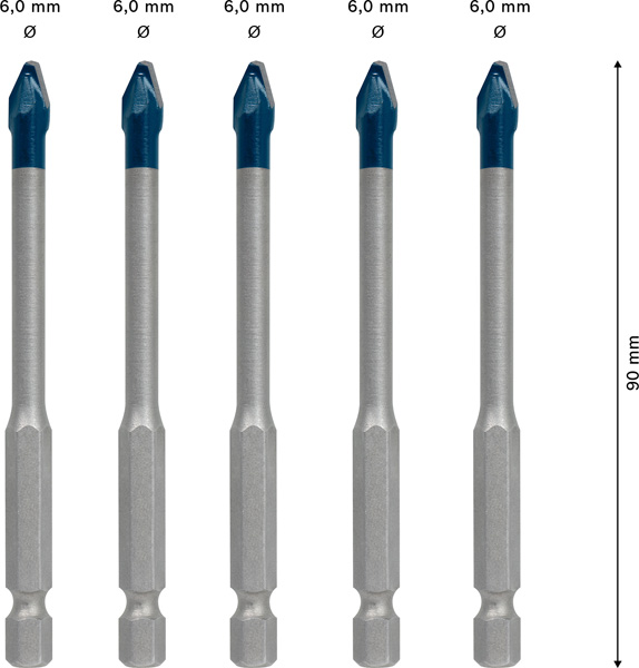 EXPERT HEX-9 HardCeramic Dachziegel-Bohrer-Set, 6 mm, 5-tlg. Produktbild img4 L