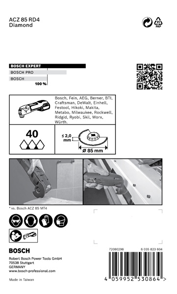 EXPERT Grout Segment Blade ACZ 85 RD4 Blatt für Multifunktionswerkzeuge, 85&nbsp;mm Produktbild img2 L
