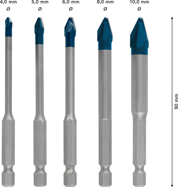 EXPERT HEX-9 HardCeramic Bohrer-Set, 4/5/6/8/10&nbsp;mm, 5-tlg. Produktbild img3 L