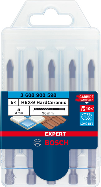 EXPERT HEX-9 HardCeramic Dachziegel-Bohrer-Set, 5 mm, 5-tlg. Produktbild img3 L