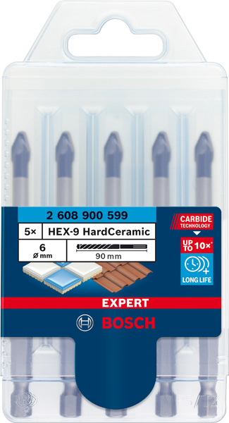 EXPERT HEX-9 HardCeramic Dachziegel-Bohrer-Set, 6 mm, 5-tlg. Produktbild img3 L