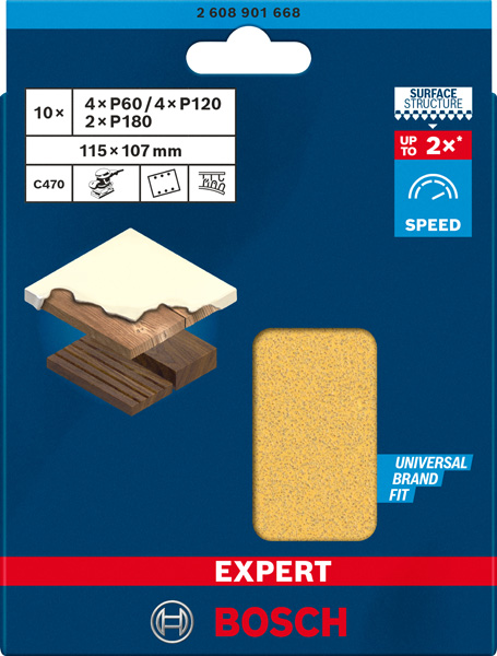 EXPERT C470 Schleifpapier-Set, 115 x 107 mm, K 60/120/180, 10 Stück Produktbild img2 L
