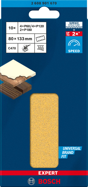 EXPERT C470 Schleifpapier-Set, 80 x 133 mm, K 60/120/180, 10 Stück Produktbild img2 L