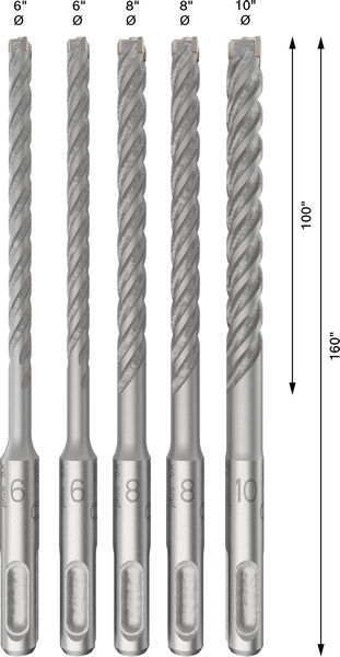 PRO SDS plus-5X Hammerbohrer-Set, 6/6/8/8/10&nbsp;mm, 5-tlg. Produktbild img4 L