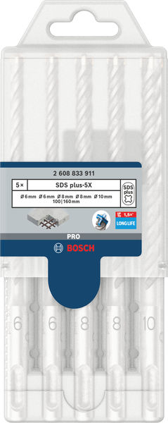 PRO SDS plus-5X Hammerbohrer-Set, 6/6/8/8/10&nbsp;mm, 5-tlg. Produktbild img3 L
