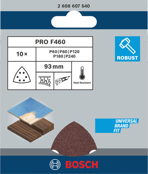 PRO F460 Schleifblatt, 93 x 93 mm, G60, G80, G120, G180, G240, 5-tlg. Produktbild img2 L