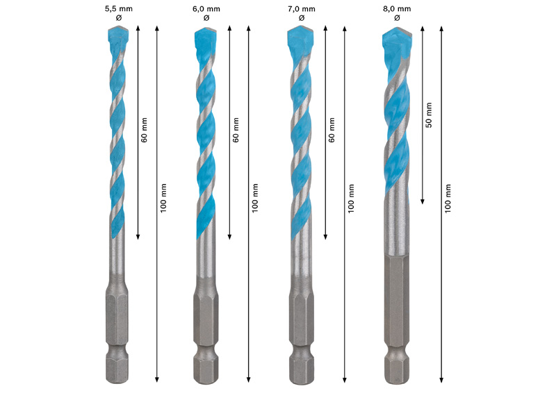 EXPERT HEX-9 Multi Construction Bohrer-Set, 5,5/6/7/8 mm, 4-tlg. Produktbild img4 L