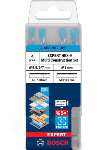 EXPERT HEX-9 Multi Construction Bohrer-Set, 5,5/6/7/8 mm, 4-tlg. Produktbild img3 L