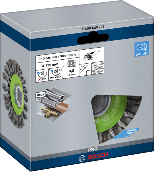 PRO Stainless Steel heavy X-Lock Scheibenbürste, 115 x 0,5 mm Produktbild img2 L