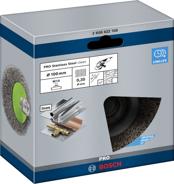 PRO Stainless Steel clean Kegelbürste, 100 x 0,35 mm, Gewinde Produktbild img2 L