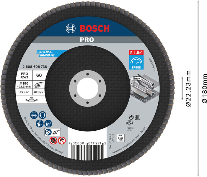 PRO X571 Fächerschleifscheibe, 180&nbsp;mm, G60 Produktbild img2 L