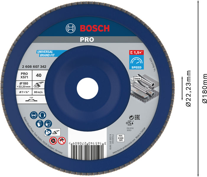 PRO X571 Fächerschleifscheibe, 180&nbsp;mm, G40 Produktbild img2 L