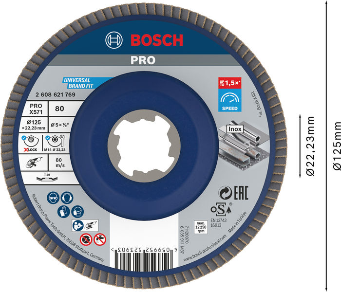 PRO X571 X-Lock Fächerschleifscheibe, 125&nbsp;mm, G80 Produktbild img2 L